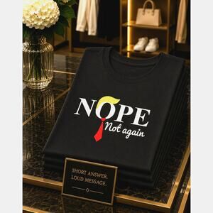 Graphic Short Sleeve Crew Neck Vote Nope Not Again Black T Shirt 8/10